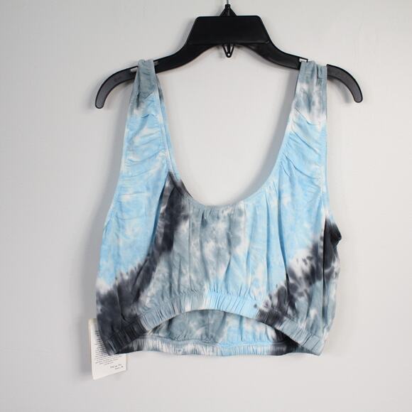New Electric & Rose Blue Tie Dye Linda Sleeveless Lightweight Crop Top - Picture 5 of 8